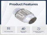 2PCS Exhaust Flex Pipe Stainless Steel Double Braid 1.75" x 4" w/Ends 4" Long V1258-DP02-WO-317