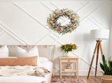 26 Inch Spring Summer Colorful Flower Wreath Front Door, Forsythia Lavender Wild Flowers Wreath V1258-DP02-C-2645