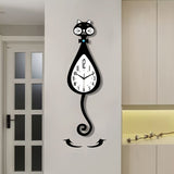 Black Cat-Shaped Clock Home Decor Clock Unique Wall Clock High-Quality Clock Cat V1347-115-BLA-23670
