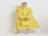 Size XL Yellow Women's Chic Lightweight Waterproof Raincoat - Long Hooded Packable Rain Jacket with V888-ELOSUNG32645
