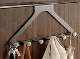 Over Door Hooks, No Drill Silent Use 6 Hooks for Towels & Clothes, Modern Matte Metal 16.3 inch V1370-AZ4-17142