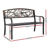 Gardeon Outdoor Bench Seat Garden Steel Outdoor Furniture 3 Seater Park Bronze GB-STEEL-XG220-BZ