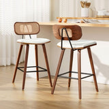 2x Artiss Bar Stools Kitchen Counter Rattan Chairs PU Leather Padding BA-TW-1782-BGX2
