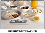 Walnut Cracker with Stainless Steel Mechanism and Stylish Light Brown Wooden Base for Easy Nut V1369-AZ3-W-13367