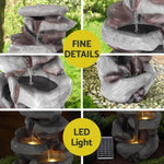 Gardeon Solar Fountain Water Feature Outdoor Indoor 4-Tier Brown FOUNT-B-ROCK-4LVL-90-BR