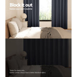 Artiss 2X Blockout Curtains Eyelet 180x213cm Charcoal BC-MATT-180X213-CH
