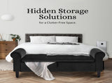 Storage Ottoman Stool Arm Bench Seat 132cm Velvet BLACK V274-FT-GQ298-BK