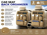 2 pcs Brown Car Seat Back Organizer - 210D Oxford Cloth, Water-Resistant & Multi-Pocket Design V888-ELOSUNG53516