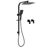 Matt Black Square Twin Shower 10" Rain Head 3 Modes Handheld Silde Rail Arm Taps Set V1233-C7121SBHS002M4CBSS1001BCPF0272BK