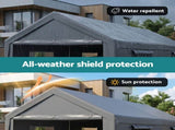 Instahut 3x6m Carports Canopy Tent Portable Garage Outdoor Steel Shelter Grey CAPT-WALL-3X6-GY