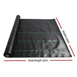 Instahut 1.83x30m Weed Mat Woven Fabric Weed Mat Control Matting Garden Plant WD-B-183X30-BK