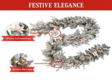 Christabelle 2.74m Christmas Garland Snow Frosted Colonial Tree Decoration Ornament White Green 112_NATFC103