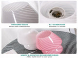 White Striped Retro All Glass Mushroom Table Lamp - American Style Creative Bedside Nightstand V888-ELOSUNG55170-1
