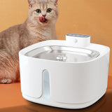 Stainless steel and Plastic Cat Water Fountain - 108oz/3.2L Pet Water Fountain Cordless with Motion V1107-134-08931-SIL-19CM