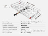 49.4 x 22.4 x 7.1 in Hitch Cargo Carrier, 500lb Capacity Trailer Hitch Mount Aluminum Cargo Basket, V952-CHXLK47206500F92QV0
