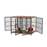 Indestructible Wooden Dog Crate Furniture With Divider For 2 Dogs Cage End Table V767-P-XL171-L-WT-V2