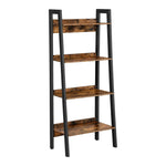 VASAGLE Ladder Shelf 4-Tier Home Office Bookshelf Metal Frame Industrial Rustic Brown and Black V227-9101402108471