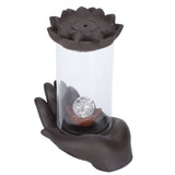 LED Waterfall Backflow Incense Burner with Windproof Cover Handicraft for Home Office Tea House V1294-YM0718-3115200137811