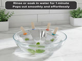 6 Pcs Stainless Steel Popsicle Molds, Reusable Ice Pop Maker with Holder and Wooden Sticks, V1237-ZY-917-205