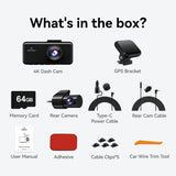 4K 3 Channel Dash Cam with 5G WiFi, Front, Rear, and Inside Recording, Free 64GB SD Card V178-59117