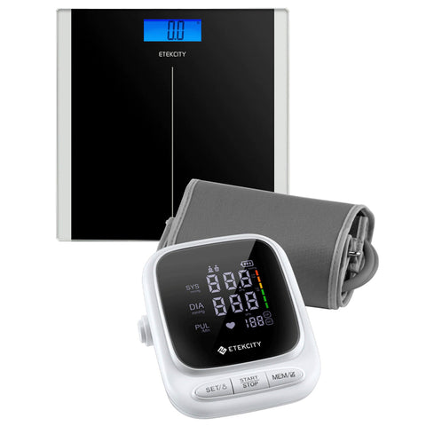 Etekcity Digital Body Weight Bathroom Scale, Black & Etekcity Smart Blood Pressure Monitor, White V398-EKEB9380H-BPM