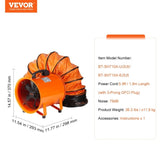Portable Ventilator, 254mm/10inch Heavy Duty Cylinder Fan with 5m Duct Hose, 255W Strong Shop V952-BXSG350W510INTZQVV3