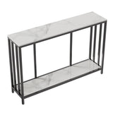 Interior Ave - Bronte Dual Layer Marble Stone Console - White Marble Stone V355-IA-CO2-MB