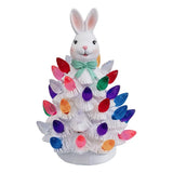 Ceramic Gnome Tree with LED Pastel Lights, Current Easter Light-Up Figurine, Spring Holiday Table V1366-AZ2-W-24002