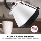 Pronti 1.7L Rose Trim Collection Kettle - White KTL-017-GST-WH