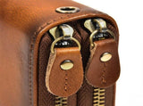 Vegetable Tanned Distressed Top Grain Leather Double Zip Long Wallet, Vintage Genuine Leather V1232-SNB-NS-003