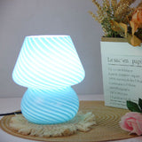 Blue Striped Retro All Glass Mushroom Table Lamp - American Style Creative Bedside V888-ELOSUNG55170-12