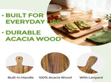 Acacia Wood Cutting Board with Handle, Wooden Chopping Board for Meat, Cheese, Bread & Vegetables, V1258-DP02-C-598