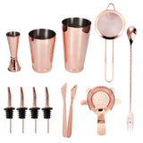 11Pcs/Set Multifunction Stainless Steel Cocktail Shaker Tools Set Bar Bartender SuppliesRose Gold V1294-YM0901-3118200165811