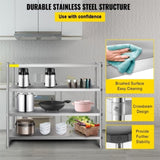 VEVOR Storage Shelf, 4-Tier Stainless Steel Shelving, Storage Shelving Unit, 70.9 x 17.7 x 59.1 Inch V952-BXGHJYCCBD72413JDV0