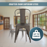 4x Kitchen Dining Chairs Stackable Vintage Metal Chair Backrest Side Chair V63-841671