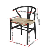 1x Artiss Dining Chair Wooden Rattan Wishbone Black MO-DIN-B-01-RAT-BK