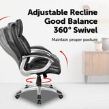 PU Leather Executive Office Chair Ergonomic Swivel Computer Desk Chair in Black V63-774975