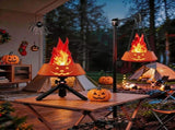 LED Halloween Jack-o'-Lantern Flame Effect Lamp with Dancing Silk Fabric Flame, Rechargeable V1341-ZY-HDWH5XQB-BLACK-ORANGEFLAME
