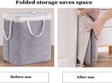 Collapsible laundry basket with lid, leak-proof and foldable bin, with removable bag, large V1188-MS-313-1036