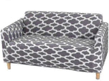 2 Seater Printed Stretch Sofa Cover Furniture Protector - Grey 145-185cm V1263-JX-3561