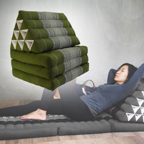 Large Thai Triangle Pillow THREE FOLDS Green V574-TTP10GREEN