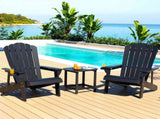 Gardeon Outdoor Table and Chairs HDPE Adirondack Beach Chair Sun Lounge Patio Furniture Garden Black FF-BEACH-3HE-BK