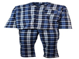 Mens Plus Size Flannelette Pyjamas 100% Cotton PJs Set Top Pants in Blue Check - 7XL V563-JSPJ38-45-7XL