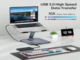 BENFEI 380GY Laptop Stand with USB C 6 in1 4K60Hz HDMI, 4 x USB3.0, 100W PD Docking Station V28-ELEBEN380GY