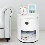 2 Layers Modern Bedside Table Bedroom Side End Stand Multi Functional Round Storage Unit V1294-YM0901-JY37179