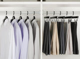 TOPIA HANGER Black Wooden Pants Hangers, Wood Skirt Hangers with Clips, Deluxe Jeans Hanger with V1258-DP02-F-222
