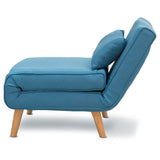 Sarantino Adjustable Corner Sofa 1 Seater Lounge Linen Bed Seat - Blue SOFA-M13-LNN-BLU