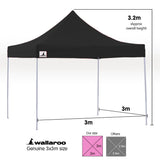 Wallaroo 3x3 PopUp Black Gazebo Marquee Outdoor Tent Weatherproof GAZ-POP-3X3-BK
