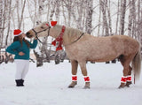 Christmas Red Horse Leg Protectors polar fleece Standing Wraps, Pack of 4,for Horses Leg Loose and V1192-AZ-W-3067