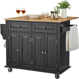 VEVOR Kitchen Island Cart Rolling Storage Cabinet on Wheel with Drawer & Shelves V952-QFBYDKCFD2XJ6INJTV0
